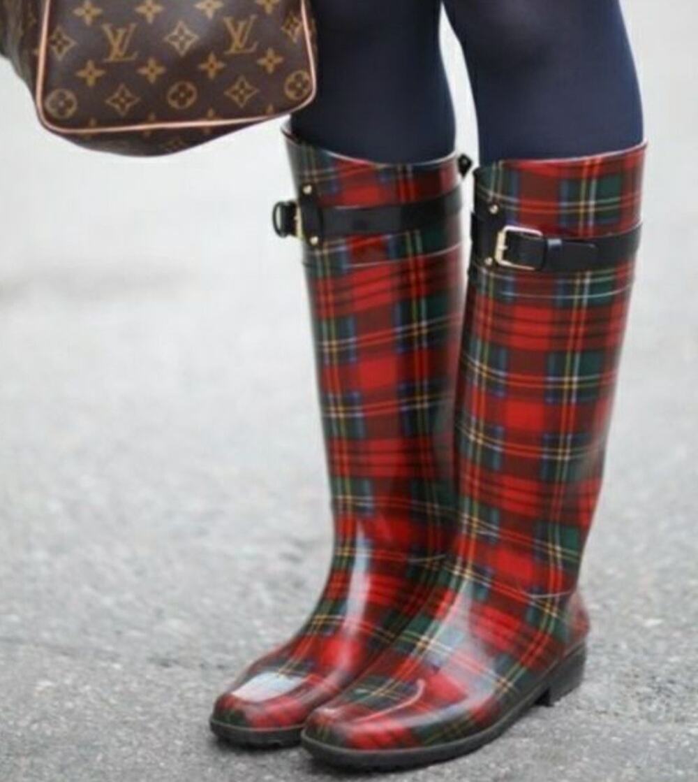 Ralph Lauren Rossalyn II rain boots / Red Tartan Plaid/ size 7